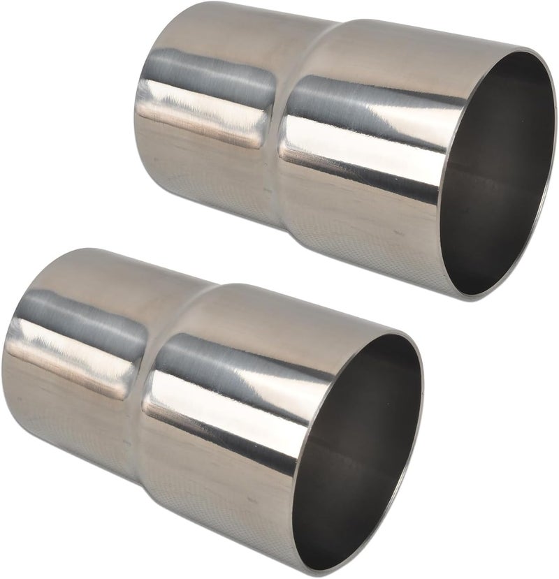 SSN Exhaust Pipe Reducer Component Adapter 2 Inch ID to 2.5 Inch ID Polished 304 Stainless Steel Universal ID 2" to ID 2.5" Exhaust Pipe Reducer Adapter 4 Inch Length-Pair 2 Pcs - Image 1